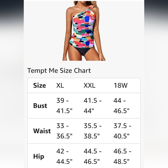 Tempt Me One Piece Tankini Bathing Suits for Women One Shoulder Swim Top. 18W - Picture 10 of 11